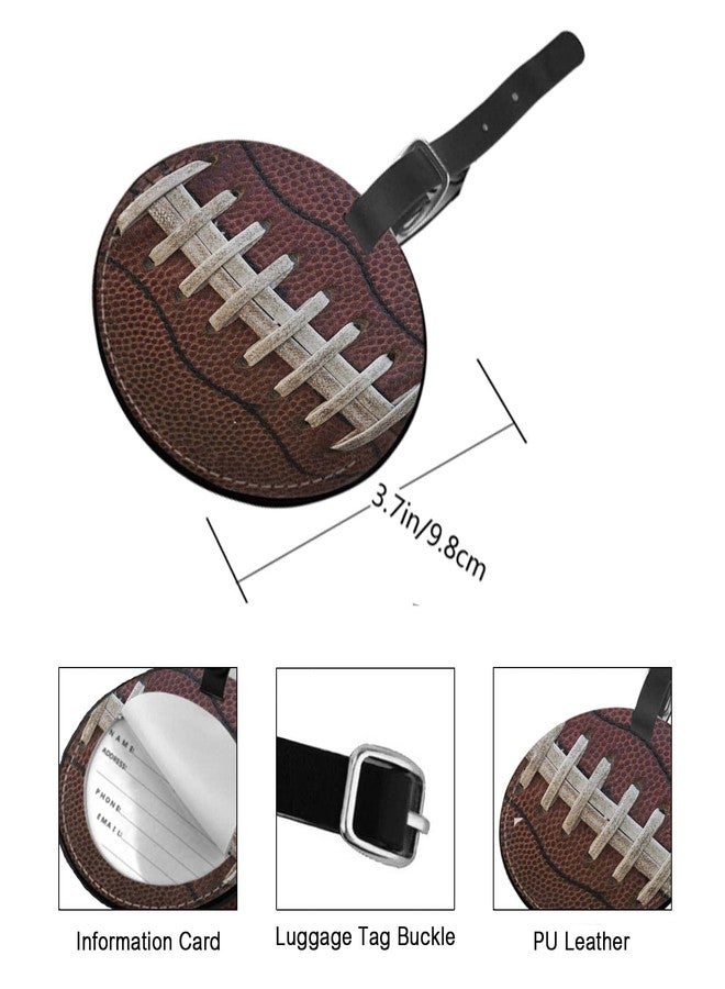 TKS MITLAN American Football Luggage Tag for Suitcases Women Retro Soccer Laces Stitch Ball Sports Game Brown PU Leather Bag Travel Suitcase ID Identifier Round Baggage Tags (1 Pack) - Image 2